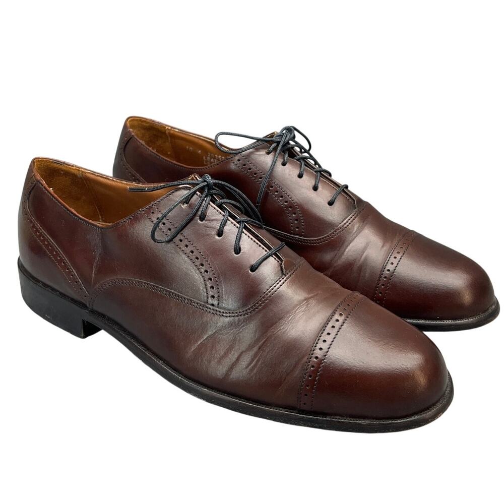 Bostonian Classics Brown Leather Lace Up Dressy Cap Toe Oxford Shoe Men 10